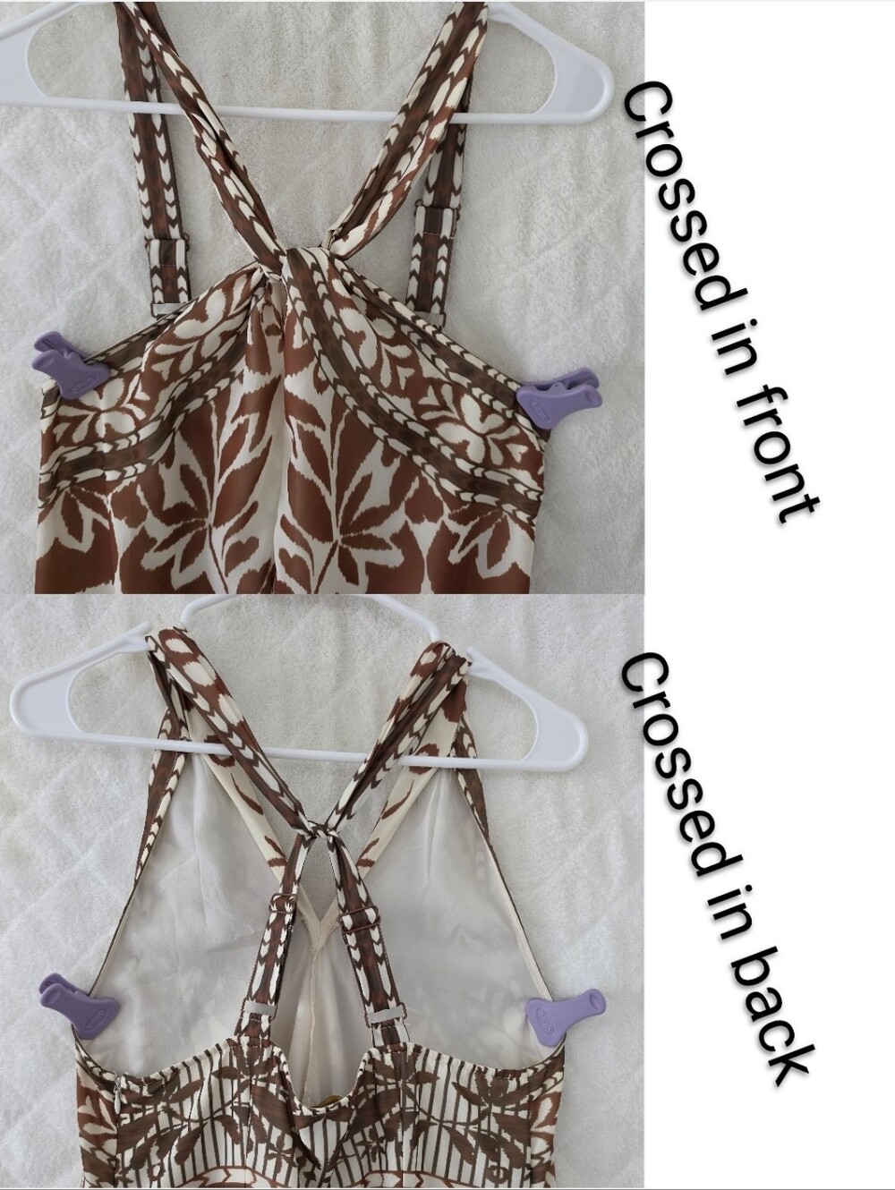 Vineet Bahl Boho Maxi Dress in Brown & White/Beige - Small - Convertible straps - Picture 2 of 11